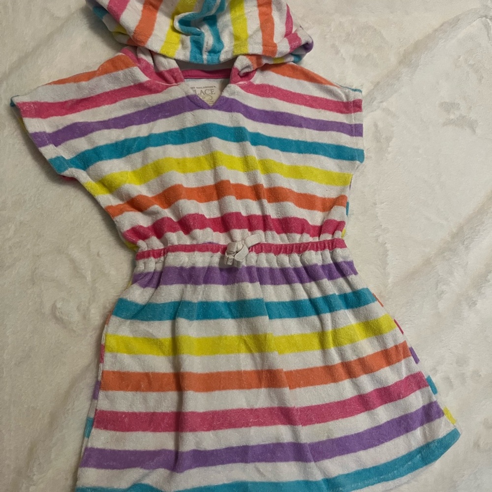 The Children's Place Multicolor Striped Hooded Swim Coverup